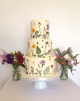 Pressed flower wedding cake